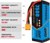 Lipo batterie 4S 14.8V 7500mAh 100C DEANS DXF-POWER