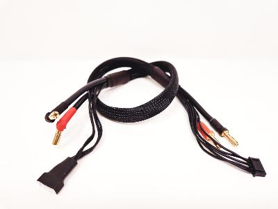 Câble Charge Lipo JST BEC Mâle + Bananes 4mm Plaqué Or 30cm 20AWG - Imax & Chargeurs Modélisme
