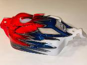 Carrosserie VISION THERMIQUE pour KYOSHO MP10 - Blanc/Bleu/Rouge Fluo BITTYDESIGN