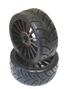 SP RACING - Pneus GT 1/8 "Sport Series" sur jantes noires Arrière Soft