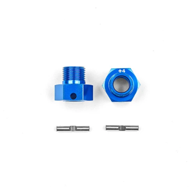 Hexagones de roues aluminiums bleus +4mm T4/T4.2 (2) TEAM-ASSOCIATED