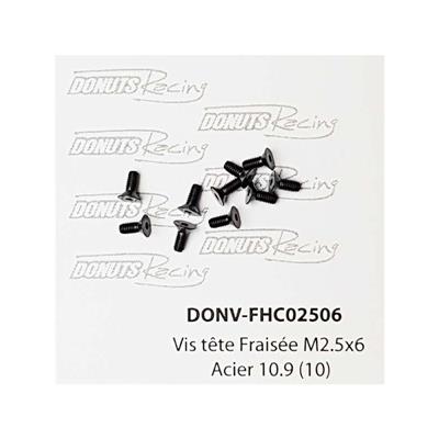 Vis têtes fraisées M2.5x6 Acier 10.9 (10) DONUTS RACING