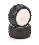 Pneus mini-dart arrières silver montés-collés sur jantes blanches