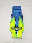 CARROSSERIE ET48 2.x JAUNE FLUO-VERT/SKY BLUE METAL PEINTE POUR ET48 2.0 - 2.2 TEKNO-RC