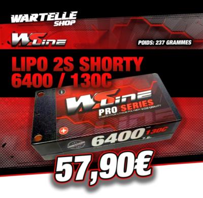 Accu Lipo Shorty 6400 130C 2S 7.6v HV (prise Pk 5mm) WS-LINE