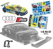 Carrosserie 1/8e AUDI R8  "BILSTEIN" avec aileron (non-peinte) TEAM-C