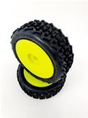 SP RACING - Pneus TT 1/8 STAR PIN EVO sur jantes jaunes (2)