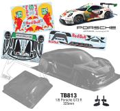 Carrosserie 1/8e PORSCHE GT3 R "Red Bull" avec aileron non-peinte TEAM-C