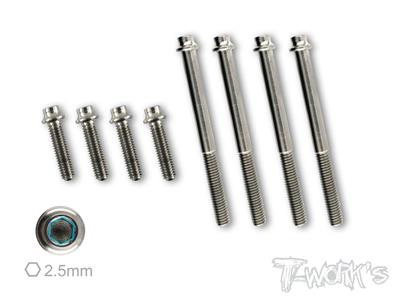 Kit de vis T-Work's 3.5mm titane pour cellule E/D817 (8)