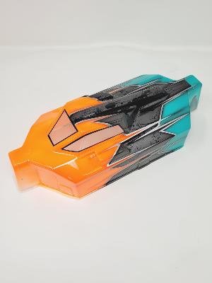 CARROSSERIE EB48 2.x peinte ORANGE FLUO/GUN METAL/TURQUOISE  TEKNO-RC
