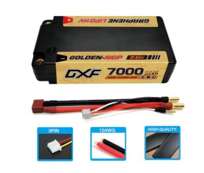 Lipo Batterie 2S 7.6V 7000mAh 140C Gold-NGP 5mm avec cordon DEAN