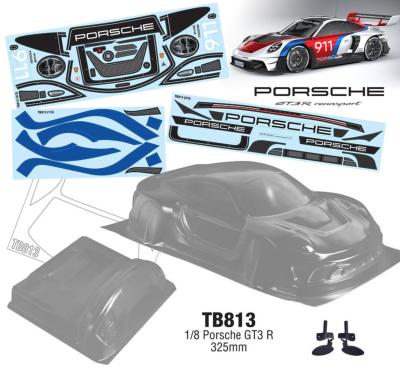 Carrosserie 1/8e PORSCHE GT3 R avec aileron non-peinte TEAM-C