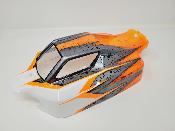 CARROSSERIE VS2 BLANC/GUN METAL/ORANGE FLUO PEINTE POUR VS2 HOBAO RACING