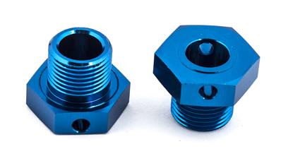 Associated Hexagones de roues aluminiums bleus +1mm RC8B3