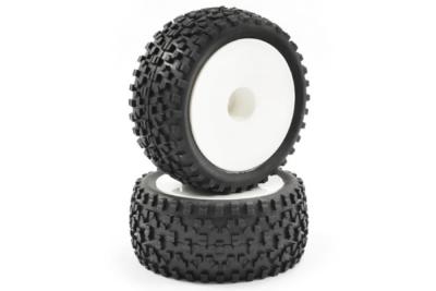 Pneus "CUBOID"  1/10 loisir ARR. sur jantes blanches pleines FASTRAX