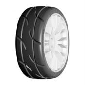 PNEUS GRP "T03 REVO" MONTÉ SUR NOUVELLE ROUE 20 RAYONS RIGIDE BLANCHE - 1 PAIRE (DURETÉ AU CHOIX)
