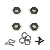 Hexagones de roues aluminium 12mm (4) (avec rondelles, goupilles et vis) TEKNO-RC