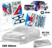 Carrosserie 1/8e BMW E30 M3 WARSTEINER avec aileron non-peinte TEAM-C