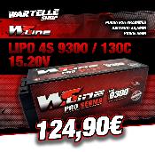 Accu Lipo 9300 130C 4S 15.2v (prises PK 5mm)  WS-LINE