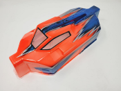 CARROSSERIE EB48 2.x ORANGE FLUO/BLEU METAL PEINTE POUR EB48 2.0 - 2.1 - 2.2 TEKNO-RC