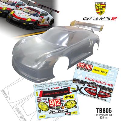 Carrosserie 1/8e P911 HERTZ avec aileron non-peinte TEAM-C