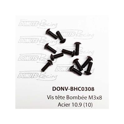 Vis têtes bombées M3x8 Acier 10.9 (10) DONUTS RACING