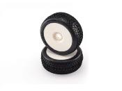 Pneus TT 1/8 Sahara Super-Soft sur jantes blanches (2) HOTRACE TYRES