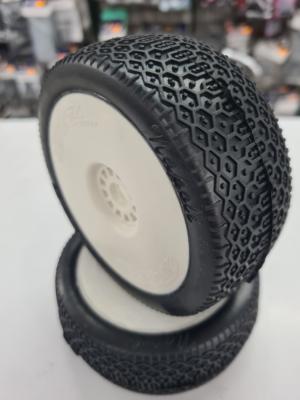 Pneus NAPOLI montés-collés sur jantes blanches (choix de la dureté) (la paire) HOTRACE TYRES 