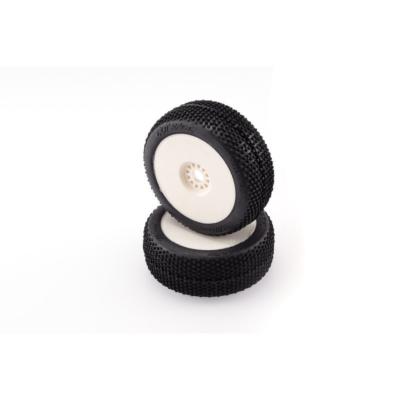 Pneus TT 1/8e  Miami White sur jantes blanches (2) HOTRACE TYRES