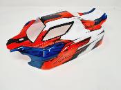 CARROSSERIE VS2 BLEU/ROUGE FLUO/BLANC PEINTE POUR HOBAO VS2