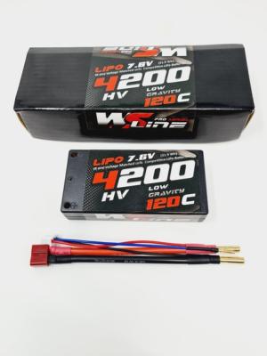 Accu Lipo shorty 4200 120c 2S 7.6v HV LOW GRAVITY (prise PK 4mm) WS-LINE