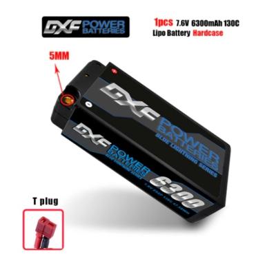 Lipo Batterie 2S 7.6V 6300mAh 130C  5mm avec cordon DEAN DXF-POWER