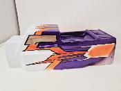 CARROSSERIE ET48 2.0 BLANC/ORANGE FLUO/VIOLET PEINTE POUR  ET48 2.0 TEKNO-RC