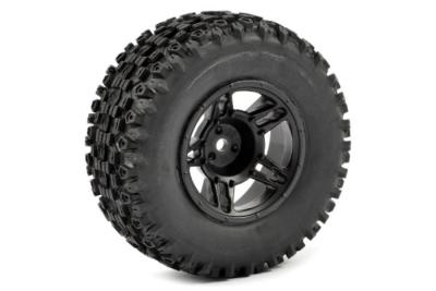 Pneus Short Course STINGER monté sur jantes 5 branches noires Hex. 12mm (type Slash/Blitz) FASTRAX