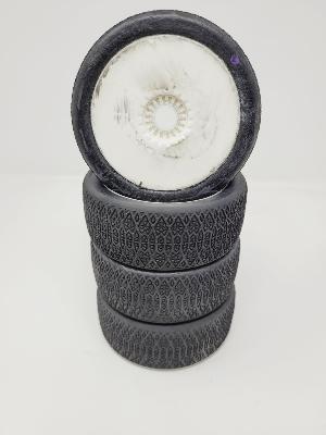 PNEUS MISTIK 2 GOMME PURPLE MONTÉS SUR JANTES BLANCHES (4) - 10% D'USURES 6-MIK