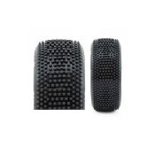 Pneus montés-collés sur jantes blanches "Hot-Dices" V2 (la paire) (choix de la dureté) PROCIRCUIT