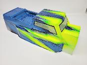 CARROSSERIE ET48 2.x JAUNE FLUO-VERT/SKY BLUE METAL PEINTE POUR ET48 2.0 - 2.2 TEKNO-RC