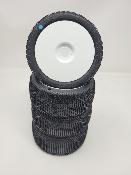 PNEUS SCRATCH GOMME BLEU MONTÉS SUR JANTES WSLINE BLANCHES (4) - NEUF 6-MIK
