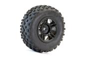 Pneus Short Course "ROCK BLOCK MTD" monté sur jantes 5 branches noires Hex. 12mm (type Slash/Blitz) FASTRAX