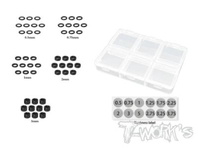 Set de Rondelles Alu Noires 3x5mm (0.5/0.75/1/2 & 3 x10pcs) TWORKS