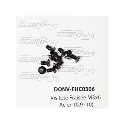 Vis têtes fraisées M3x8 Acier 10.9 (10) DONUTS RACING