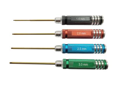 Lot de 4 Tournevis Hexagonal embout "Gold Titanium" 1.5/2.0/2.5/3.0 mm (black/red/blue/green) WS-LINE