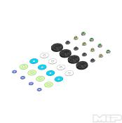 Kit pistons "Bypass1" HI-FLOW trous 8x1.2mm 16mm pour Buggy 1/8e MIP