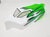 CARROSSERIE EB48 2.x BLANC/VERT FLUO PEINTE POUR EB48 2.0 - 2.1 TEKNO-RC