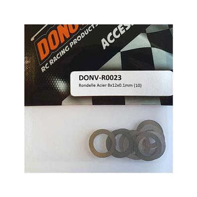 Rondelles acier 8x12x0.1mm (10) DONUTS RACING