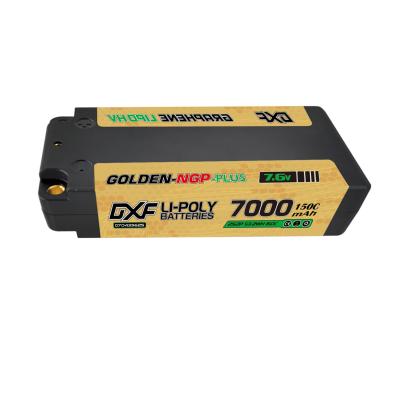 Lipo Batterie 2S 7.6V MIDDLE 7000mAh 150C Gold-NGP 5mm avec cordon DEAN DXF-POWER