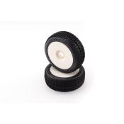 Pneus TT 1/8e  Miami White sur jantes blanches (2) HOT-RACE