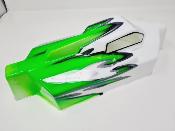 CARROSSERIE EB48 2.x BLANC/VERT FLUO PEINTE POUR EB48 2.0 - 2.1 TEKNO-RC
