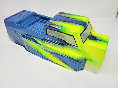 CARROSSERIE ET48 2.0 JAUNE FLUO-VERT/SKY BLUE METAL PEINTE POUR ET48 2.0 TEKNO-RC