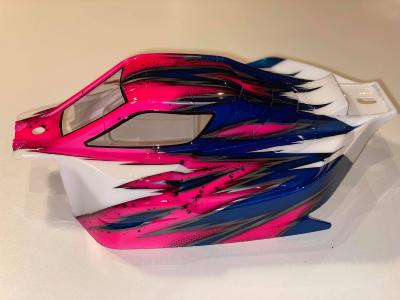 Carrosserie VISION BRUSHLESS pour X-RAY 1/8eme - Blanc/Rose/Bleu BITTYDESIGN